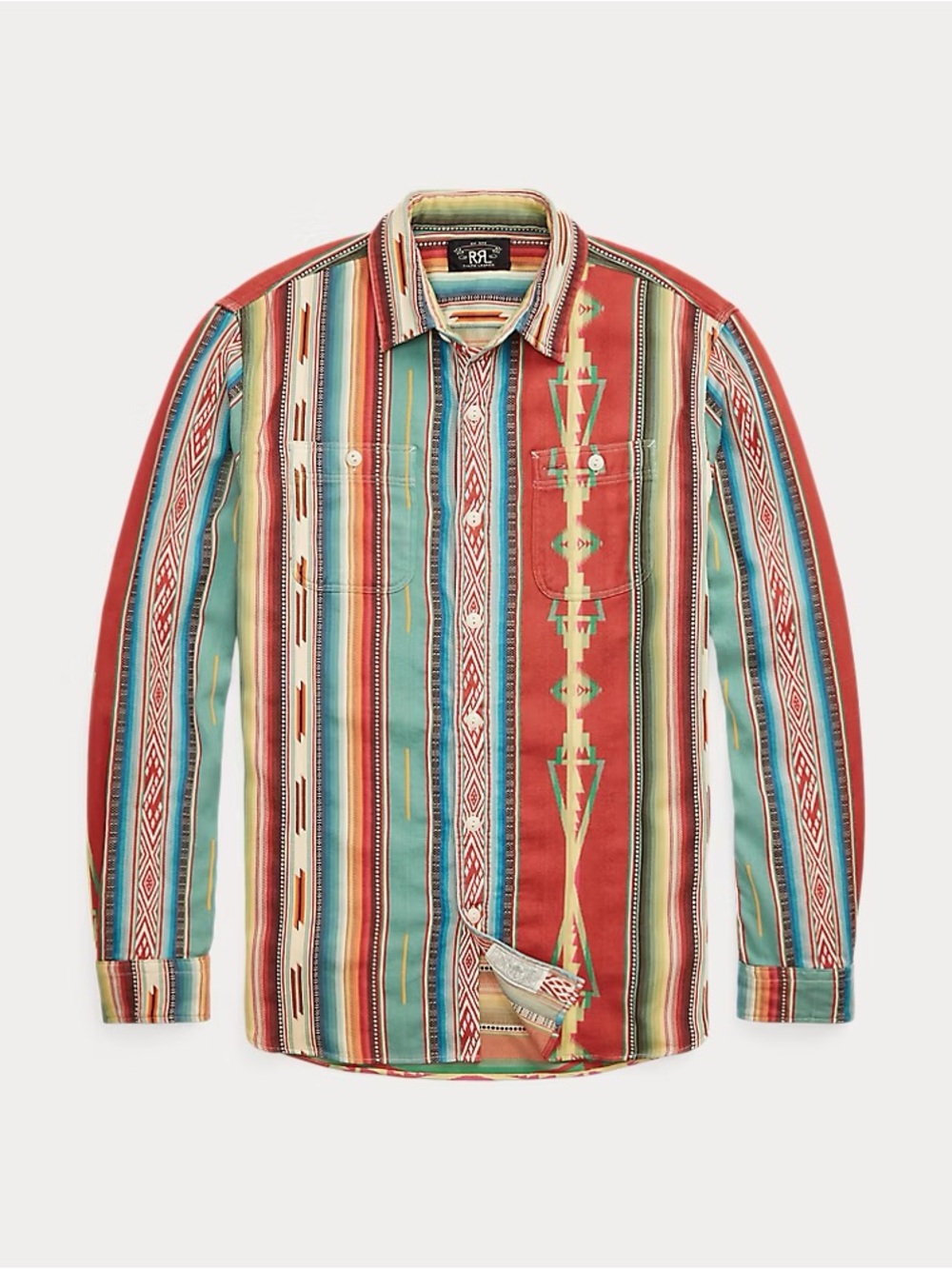 RRL Jacquard Workshirt Red Southwestern Size Large - Picture 10 of 11